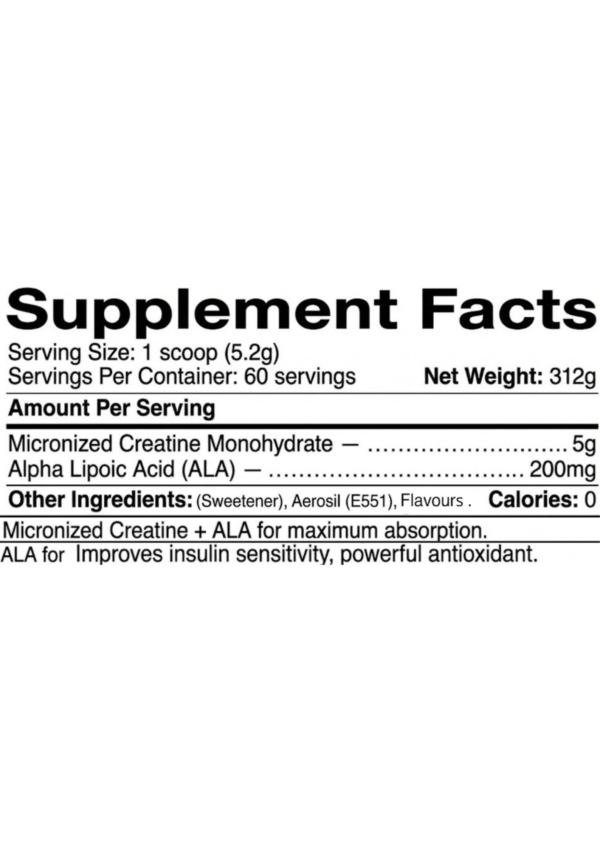 Creatine Monohydrate + Alpha Lipoic Acid (FLAVOURED)