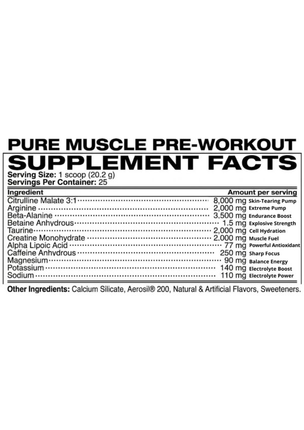 Force Rush Supplement Facts Force Rush PRE-WORKOUT